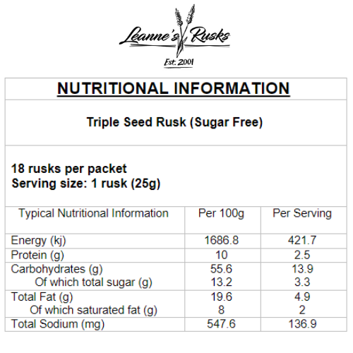Triple Seed Rusks (Sugar Free)
