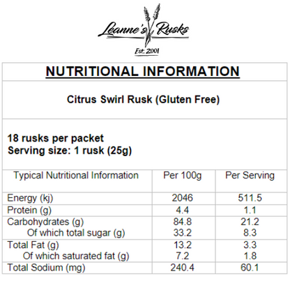 Citrus Swirl Rusks (Gluten Free)